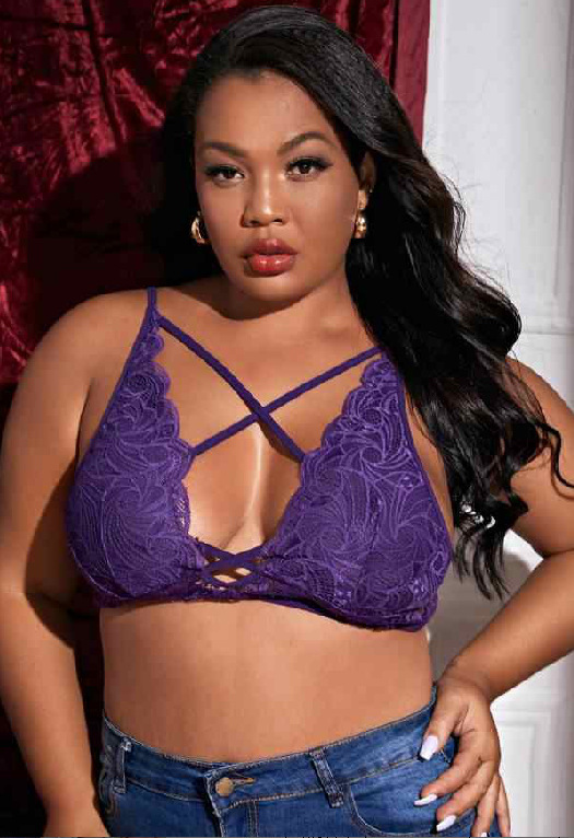 Plus size chubby girl foreign trade sexy lingerie sexy transparent lace cross backless sling top 7048