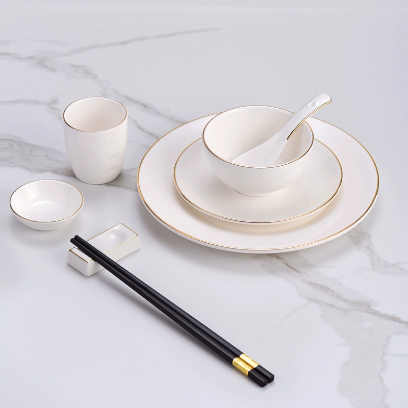 ✅444Z Hotel Ceramic Phnom Penh Table Tableware New Chinese Style Club Plate Bowl Bone Dish Set Customized Three Four