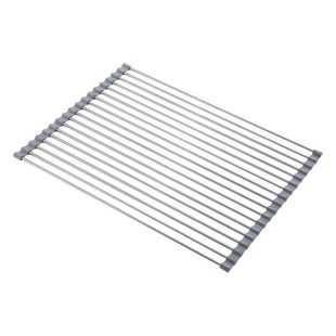 Stainless Steel Folding Drain Rack Silicone Water Filter Rack Roller Shutter Sink Bowl and Chopsticks Fruit and Vegetable Storage Shelf Kitchen Storage Rack
