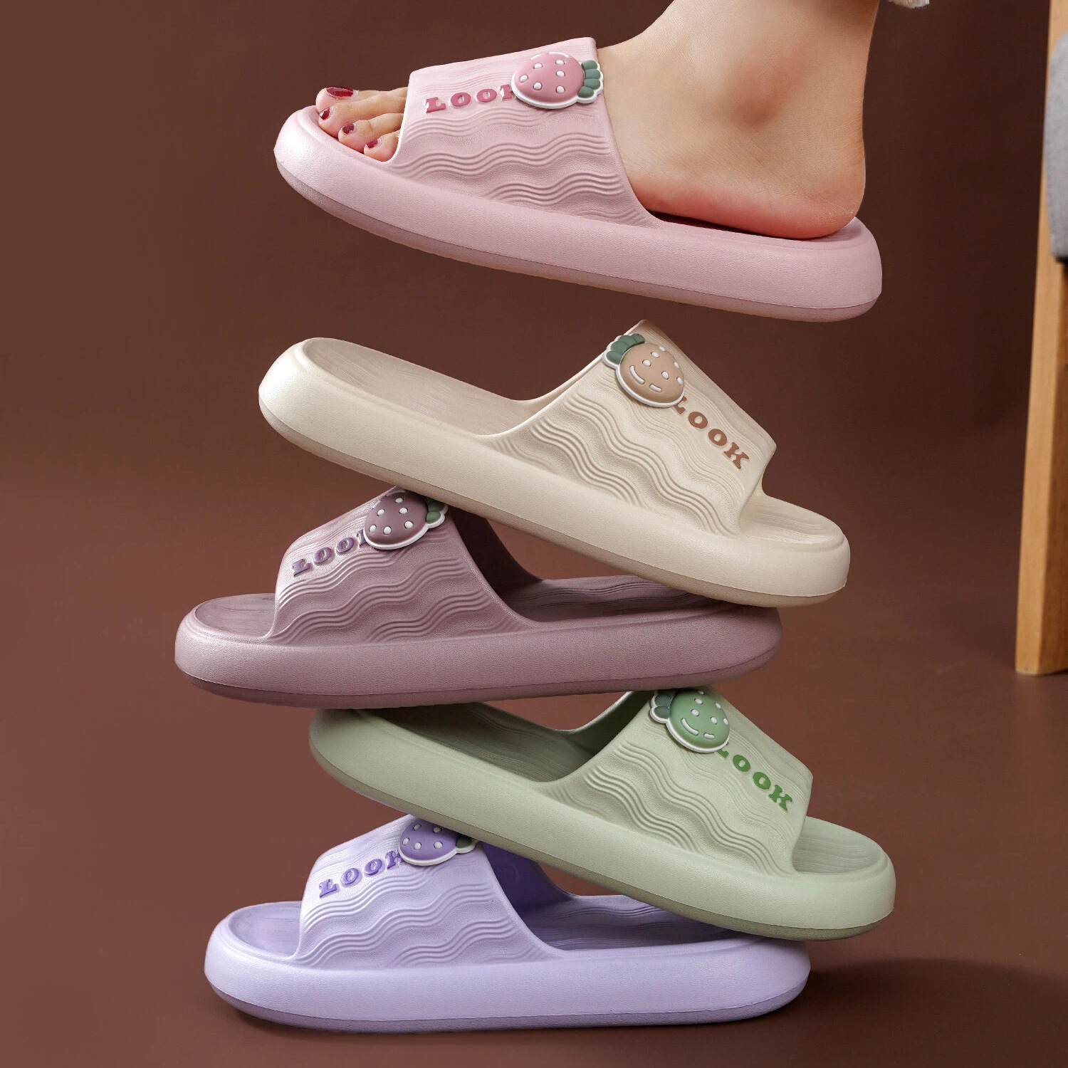 New Style Slippers for Women, Indoor Home, Non-Slip Bathroom Bathing Slippers, Men's Soft-Soled Silent Outer Wear Couple Slippers