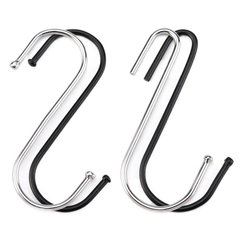 Stainless steel S hook Black multi-purpose crossbar S hook Yama home flower basket thin curved S hook manufacturers wholesale