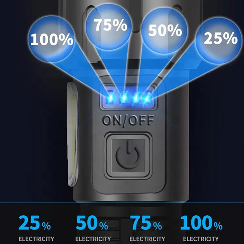 Transfronterizos nueva linterna de luz alta recargable al aire libre luz de luz de emergencia impermeable luz de banda luz lateral cob