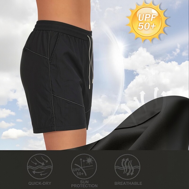 Upf50+ Outdoor Sun Protection Shorts, Us Size, Lightweight Nylon Quick-Dry Casual Five-Point Golf Shorts for Women and Men