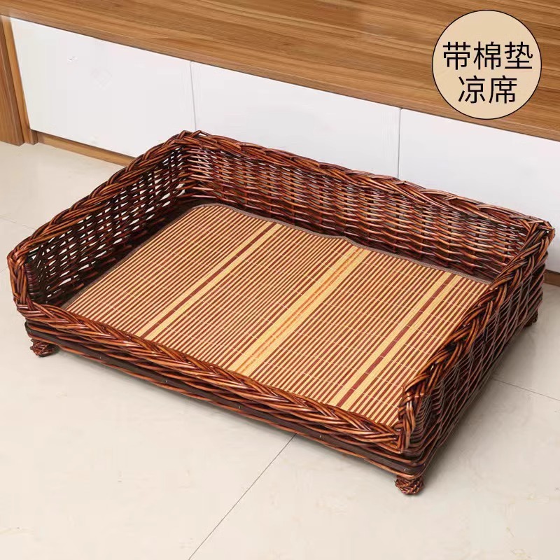 Perro tejido de ratán Perro mimbre mimbre Perro mediano y grande Nido para mascotas extraíble y lavable disponible en todas las estaciones Teddy Satsuma Cama para perros Golden Retriever Nido para gatos