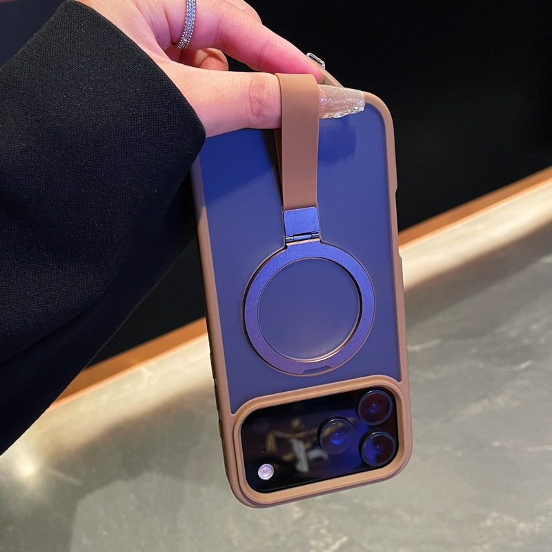 适用iPhone17pro磁吸支架带手提绳手机壳苹果16磨砂肤感15保护套|undefined
