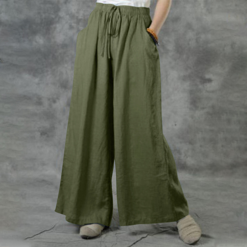 Plus Size High Waist Long Pants For Women Clothing Summer Solid Casual Wide Leg Trousers Fashion Korean Female Clothing_ecoleips.com