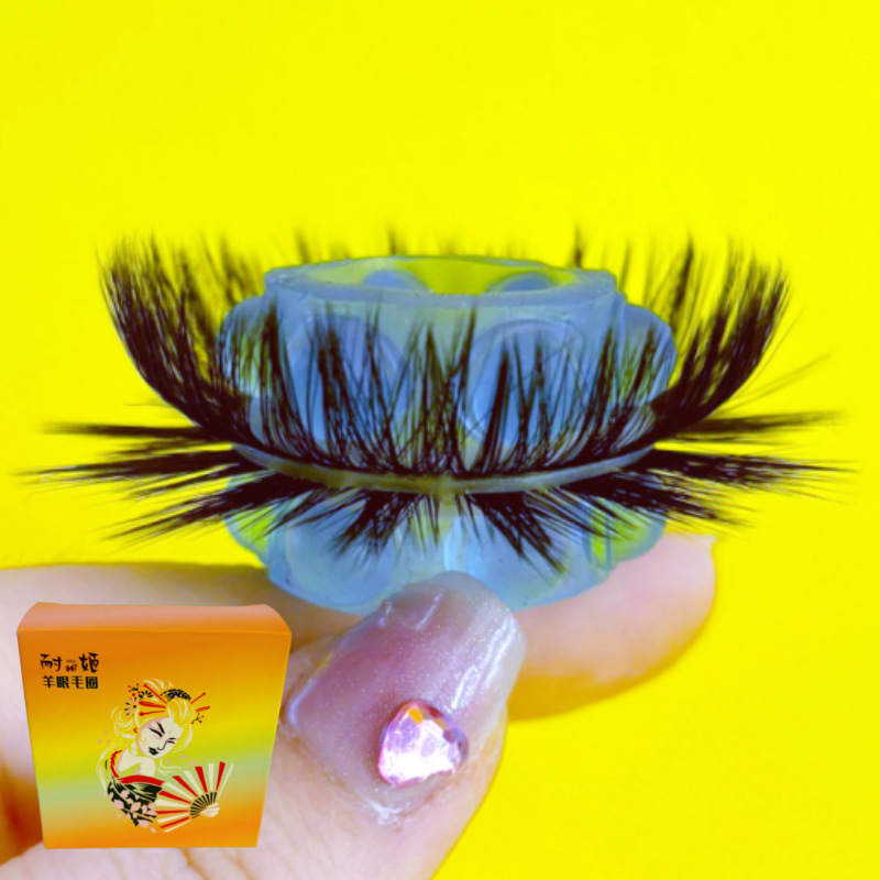 [투명한 파란색 입자 세트] + 위쪽으로 구부러진 직모 2겹