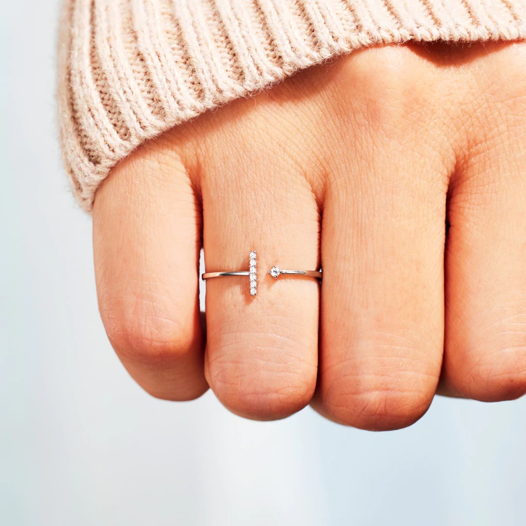 5g Weight Zircon Inlay Material Open Rings Classification Adjustable Ring Size 1 Piece Quantity 925 Sterling Silver Zircon Geometric Open Rings