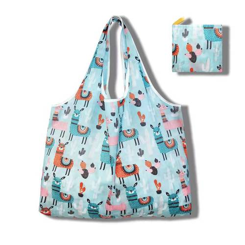 New Large Foldable Shopping Bag with Patterned Fabric Square Bag Portable Shopping Bag Foldable Tote Bag