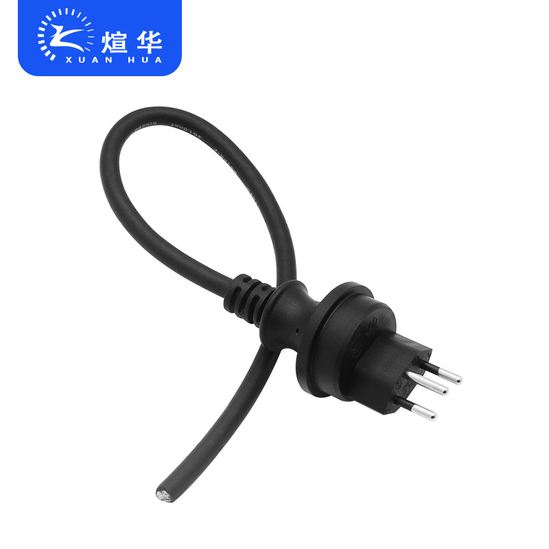 源头工厂 三芯瑞士IP55防水插瑞士认证电源线3*1.5平方橡胶电源线