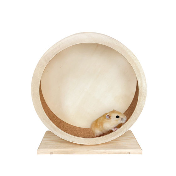 Hamster roller toy wooden round solid wood running wheel mute bracket running wheel small pet runner pet supplies
