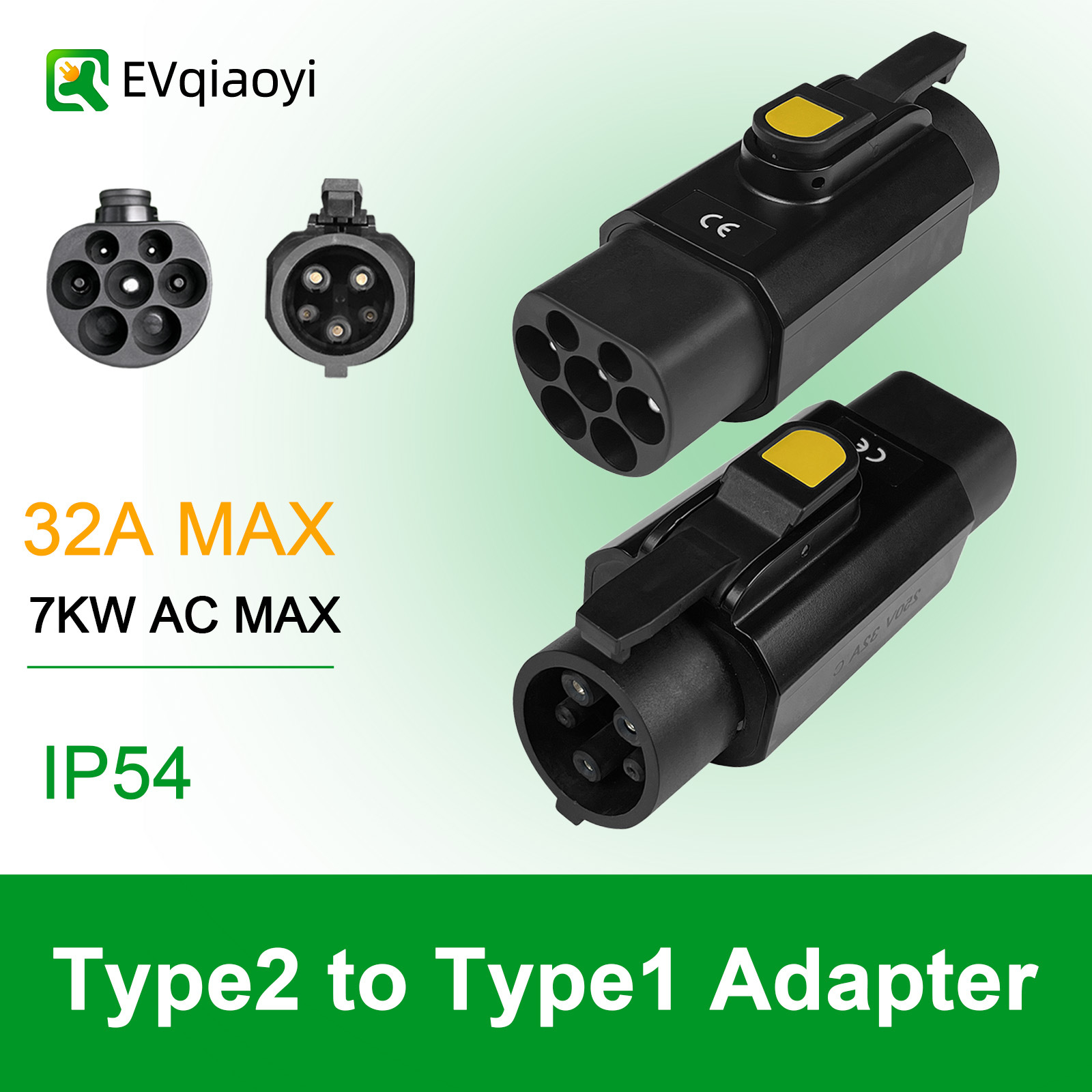 Type2 to Type1 Charging Pile Adapter 32A 7KW 220V EV Charger