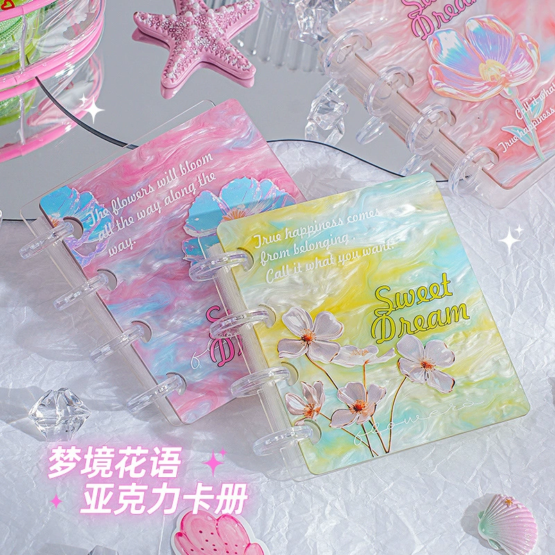 Акриловый альбом с цветочным языком Dreamland, одна сетка, карточный альбом, грибная кнопка, свежий фотоальбом, 3inch карточек Polaroid Idol