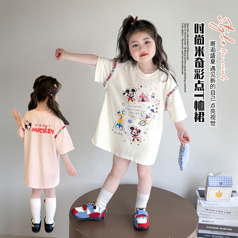 2025 New Korean Style Girls' Summer Short-Sleeve T-Shirt with Cartoon Print, Cute and Loose Fit, Trendy Print