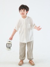 新中式~软的一塌糊涂 婴儿棉男童纱布短袖衬衫 小立领衬衣