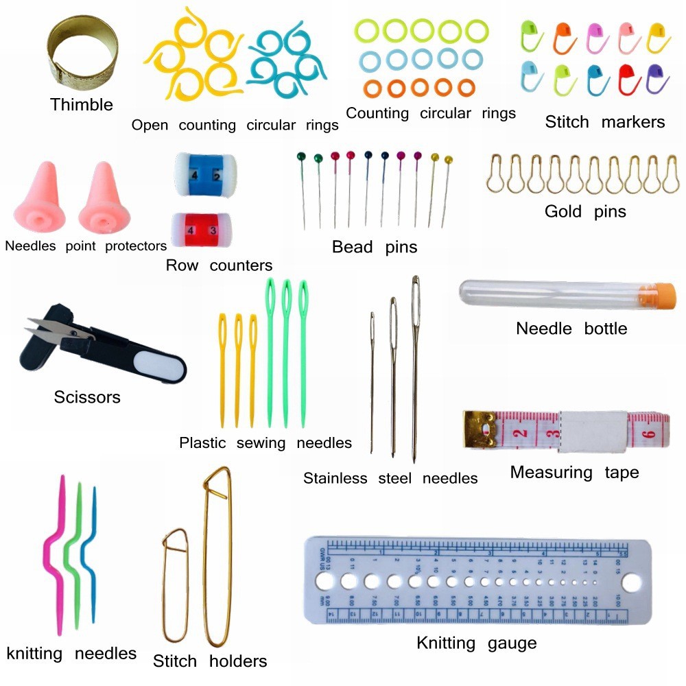 Set de ganchillo metálico 22 piezas, funda de cuero, color aluminio, tejido a ganchillo, 100 uds disponibles