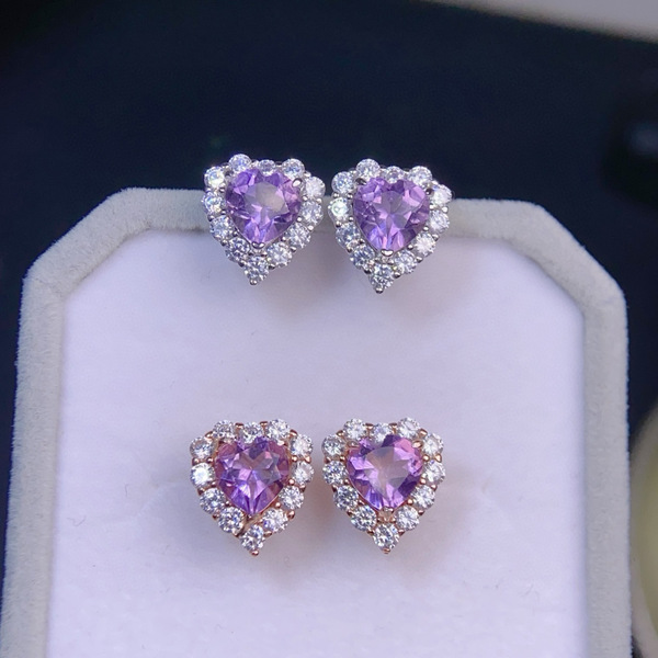 Fresh organic crystal earings with amethyst