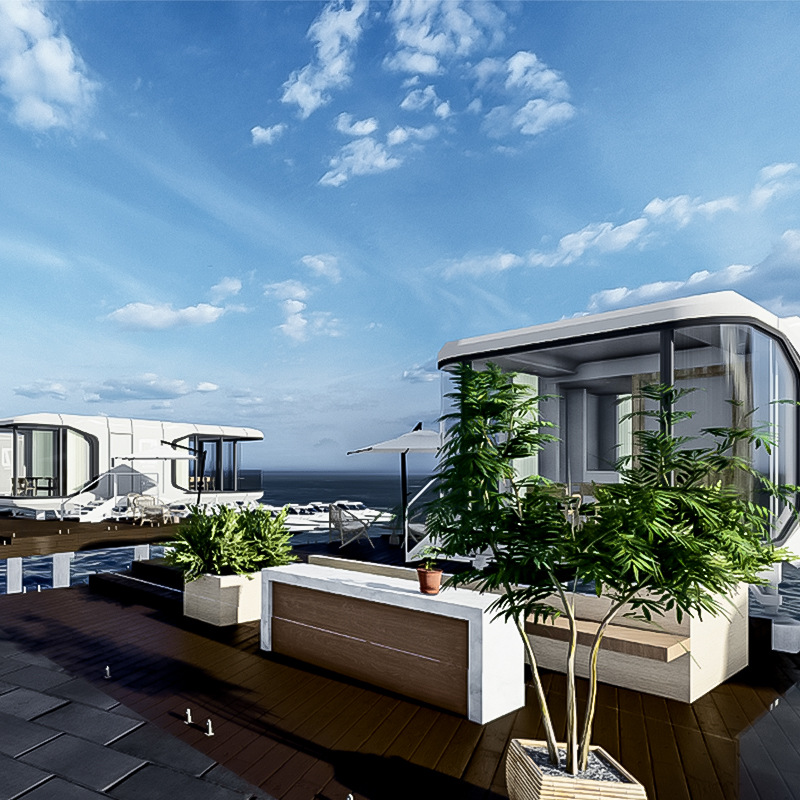 Cápsula espacial sala móvil sala de sol de aleación de aluminio sombreado sala de actividades para acampar al aire libre casa inteligente fabricante de sala de cielo estrellado