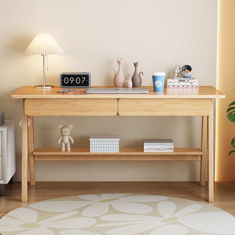 Thickened Nordic-style desk for home use in living room and bedroom, student study desk, simple modern multifunctional solid wood computer desk Thickened Nordic-style desk for home use in living room and bedroom, student study desk, simple modern multifunctional solid wood computer desk