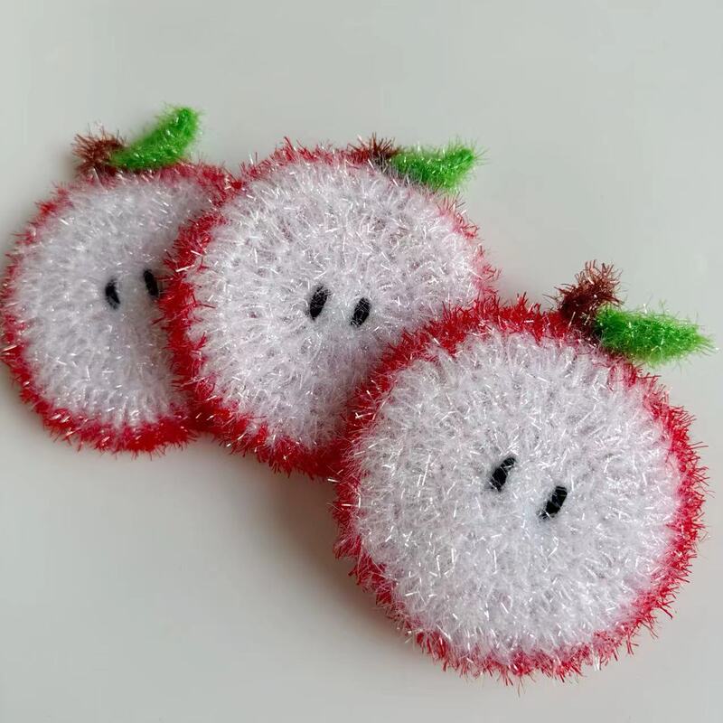 Manufacturer Sells Acrylic Dish Towels, Creative Korean Apple Polyester Scouring Pads, Kitchen Cleaning Dish Towels