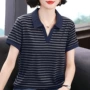 夏季翻领短袖条纹t恤