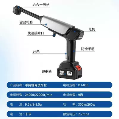 wash water gun portable lithium — High pressure car wash water gun