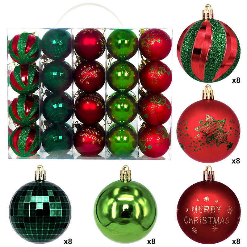 Amazon Cross-border Christmas Ball Set 6CM40 bolas decorativas de Navidad bolas pintadas bolas de plástico galvanizado