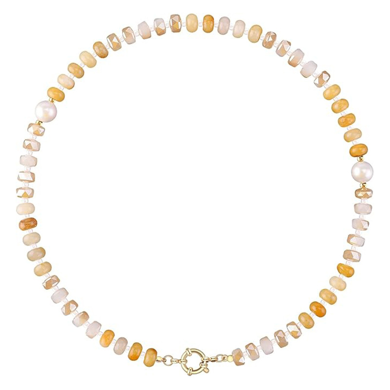 15g Weight Lobster Trigger Clasp Closure Clasp Closure Type Necklace Classification Beaded Chain Chain Type 1 Piece Quantity Daily, Street Occasion natural stone Material Geometric Pattern Women's Gender Simple Style Style Simple Style Geometric Natural Stone Beaded Chain Necklace 32