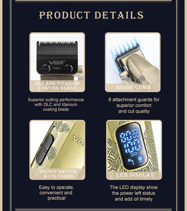 Professional Hair Clipper For Men Digital Display Salon Quality_voghion.com