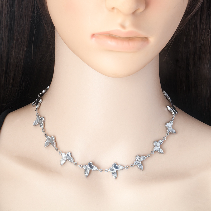 Collier et bracelet papillon coquillage en acier inoxydable_voghion.com