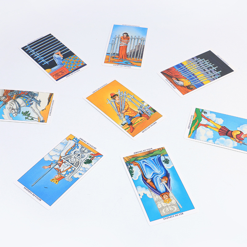 Cartas de tarot bilingües clássicas espanhol-inglês para jogos_voghion.com