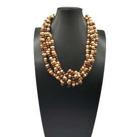 跨境波西米亚多层木珠打结夸张手工项链非洲配饰 wood necklace