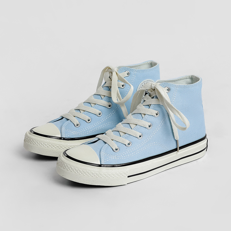 クラシックなハイカット1970年代レトロスニーカー、韓国版2025秋原宿風万能学生女子キャンバスシューズ、男女カップル向け