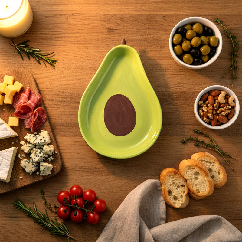 INS viento lindo aguacate plato de cerámica platos caseros platos de ensalada de frutas platos de bocadillos platos de cerámica cubiertos