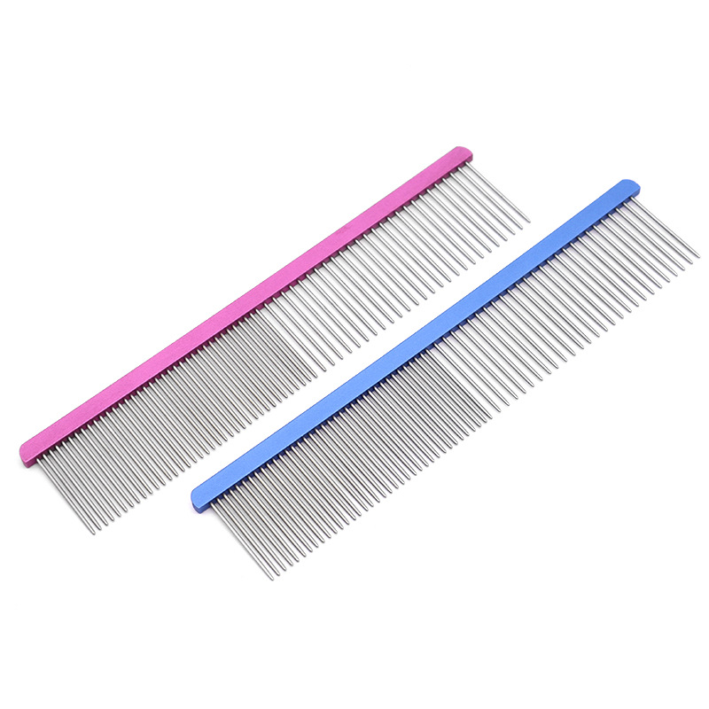 Pet peine de acero inoxidable perro belleza peine recto flotante cifrado de pelo piojos peine gato suministros al por mayor