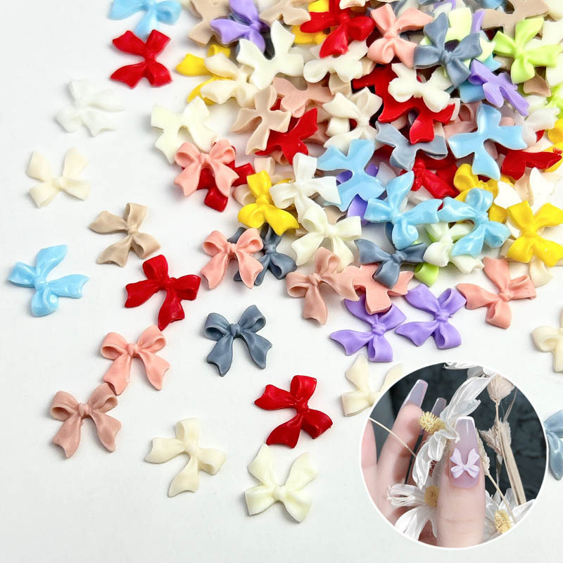 Summer nail bow jewelry wholesale net red explosion simple resin nail jewelry three-dimensional ribbon candy color
