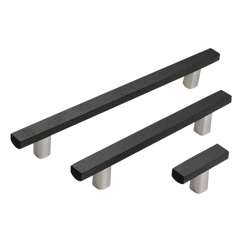 Simple estilo japonés en forma de T mango de armario de madera tronco cajón de muebles de estilo tronco cabecera de madera mango de puerta de gabinete image 5