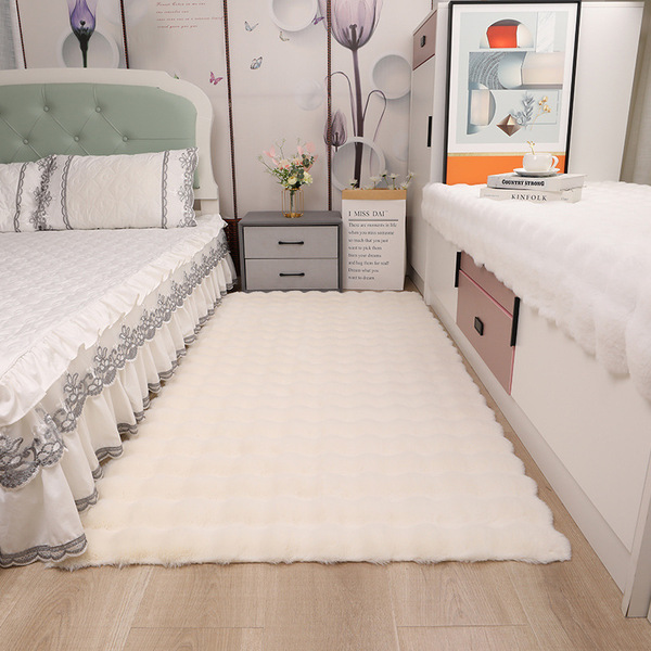Cream Style Bubble Velvet Carpet Plush Floor Mat Bedroom Bedside Blanket Living Room Sofa Bay Window Mat Cloakroom Rabbit Wool Mat