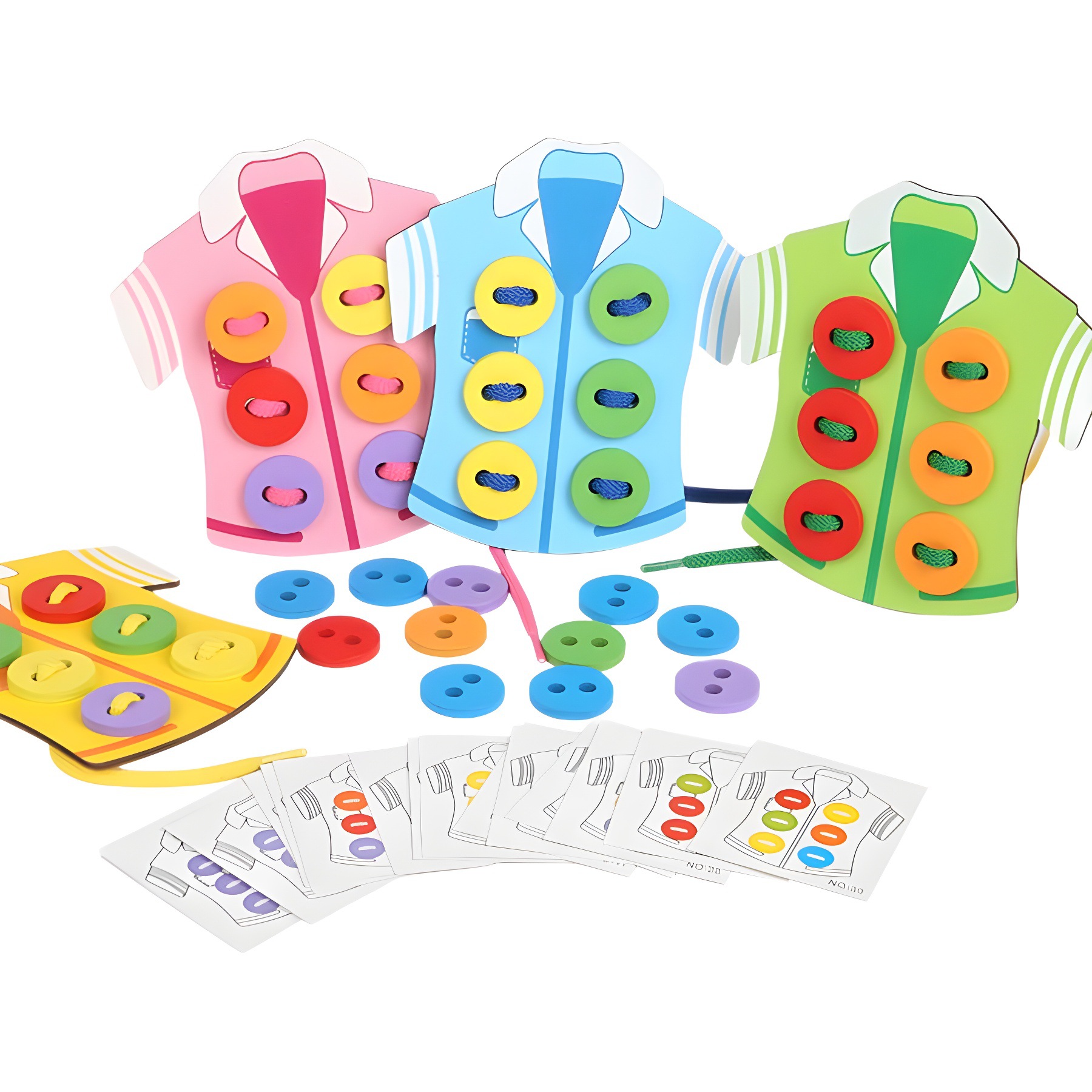 Juegos de cuerda de ropa de rompecabezas para niños 3-6 años de edad, niños y niñas, habilidades prácticas para bebés, juguetes para enhebrar botones de ropa image 5