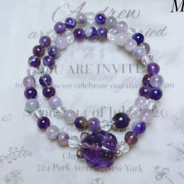 天然水晶珠宝 梦幻紫水晶双圈手链 紫水晶雕刻九尾狐手链