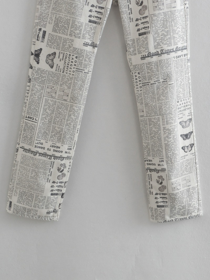 newspaper printing straight jeans NSXDX117540