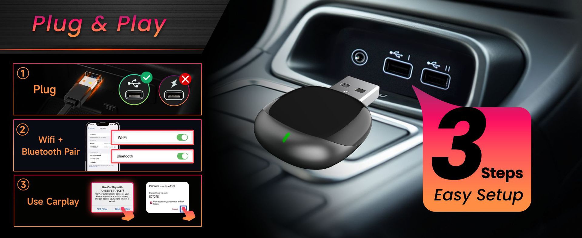 Wireless Carplay Box Suitable for Mercedes-Benz Audi Car Mobile Phone Interconnection Official Version Wired Carplay to Wireless