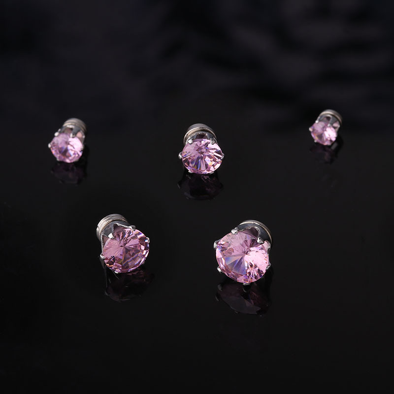 Simple Style Geometric Stainless Steel Plating Zircon Ear Studs display picture 3