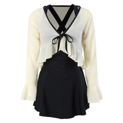 Women's conservative split-style cover-up swimsuit, 2024 new design, women's outerwear hot spring swimsuit