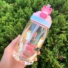 Street handheld cartoon sports bottle for elementary school students for traveling, summer children's plastic glass, internet celebrity, wholesale