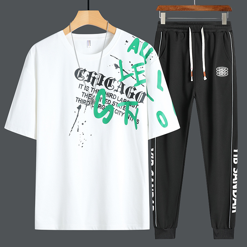 Traje deportivo de manga corta de moda juvenil de verano 2025 pantalones de camiseta sueltos