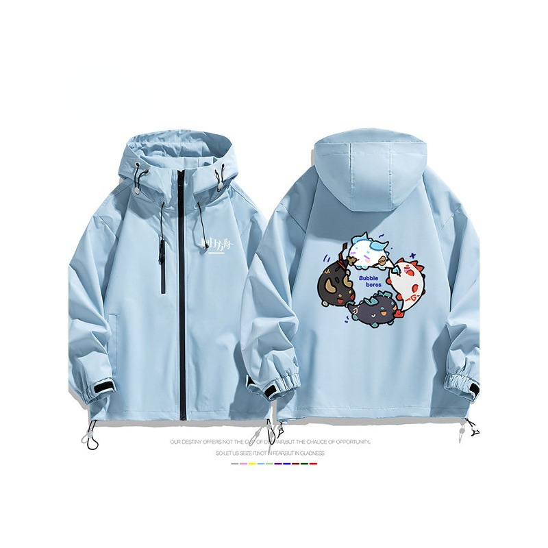 Tomorrow's Ark Game Dragon Bubble Merchandise: Windbreaker Jacket for Men and Women, Autumn/Winter Outerwear, Anime-Style Clothing, Trendy