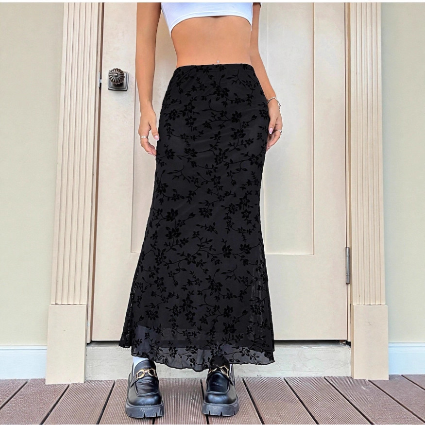 European and American Cross-Border Amazon 2025 New Autum Floral Half-Length Fishtail Skirt Is Casual and Versatile to Outline the Graceful Figure