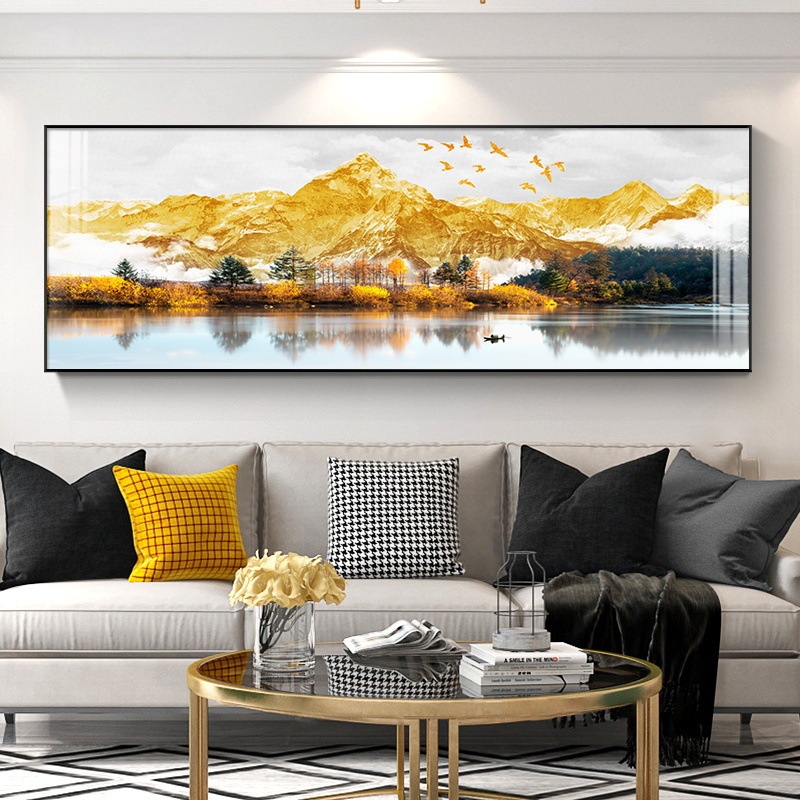 日照金山客厅挂画办公室装饰画背有靠山轻奢大气沙发背景墙壁画|undefined