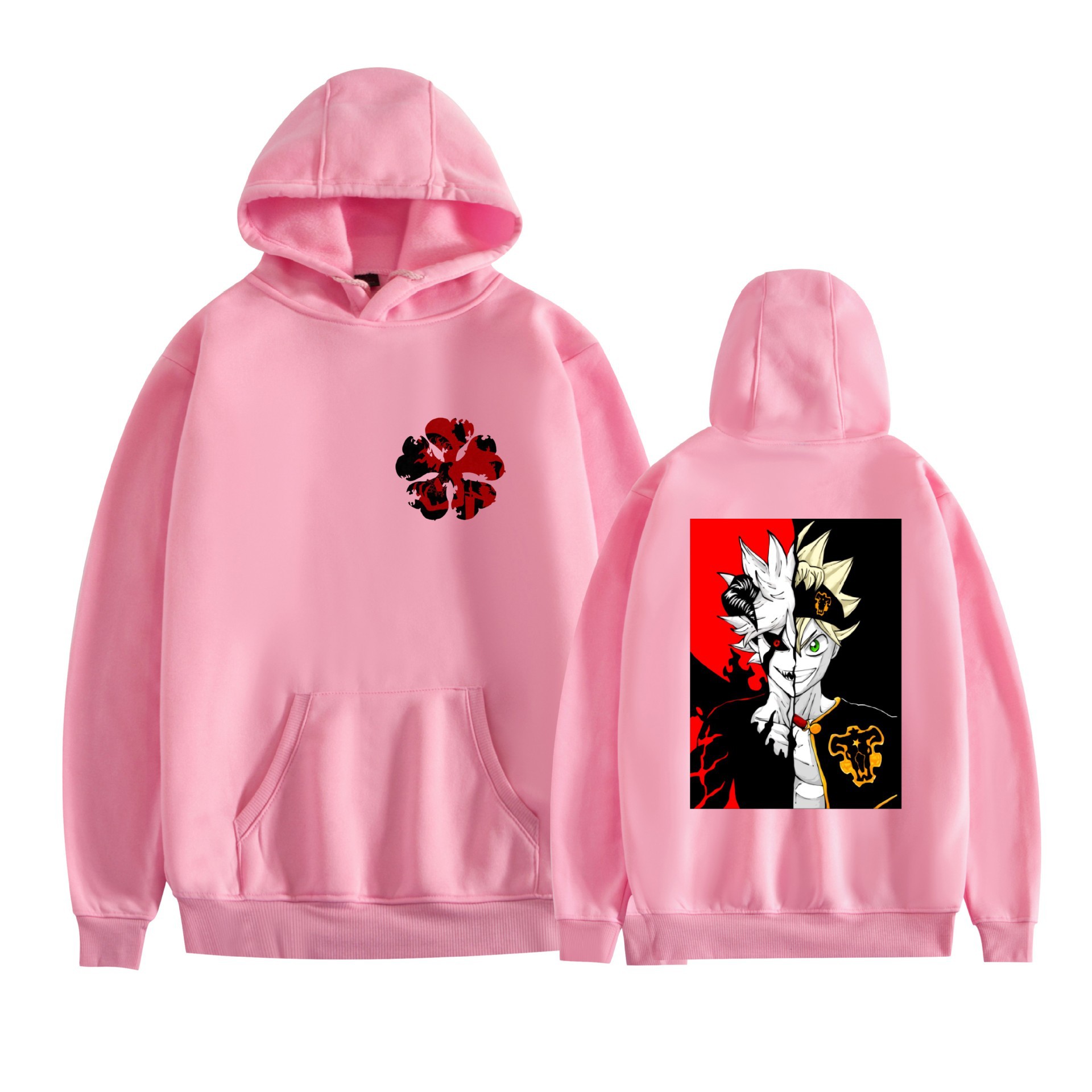 Trébol de cuatro hojas negro nuevo transfronterizo Black Clover animación periféricos hombres y mujeres suéter con capucha suelto casual